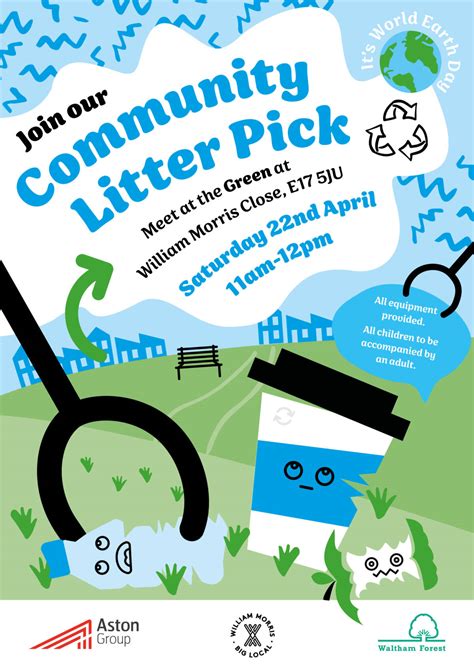 community litter pick poster template.
